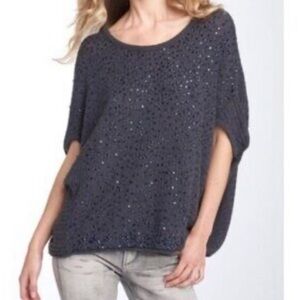 Free People Stardust Sequin Batwing Sweater Size S Oversized Wool Angora Blend